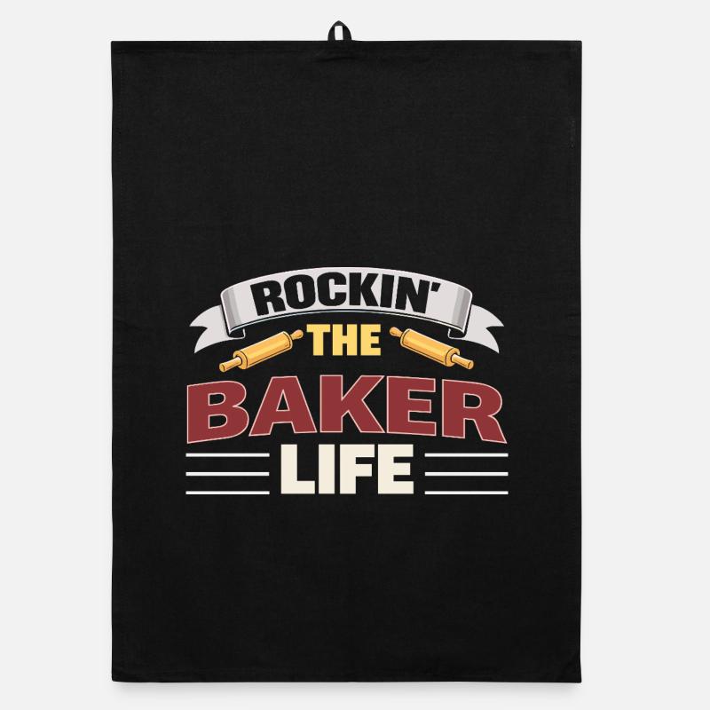 Rockin The Baker Life Bäcker Spruch Organic Geschirrtuch
