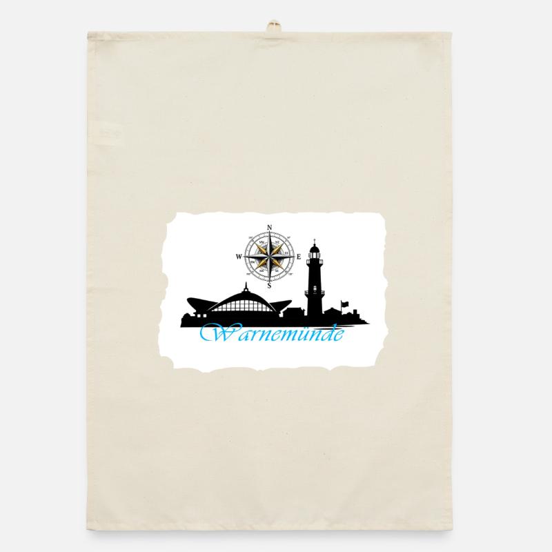 Warnemünde Compass & Lighthouse Silhouette Organic dish towel