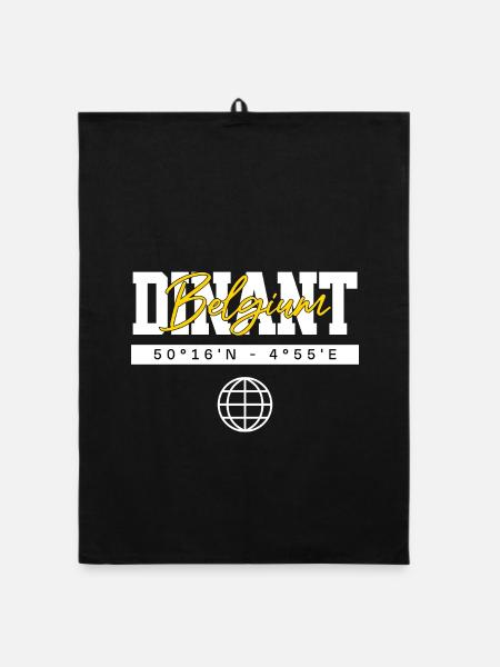 Dinant Belgien Koordinaten Reise Souvenir - Organic Geschirrtuch - Schwarz - Vorne