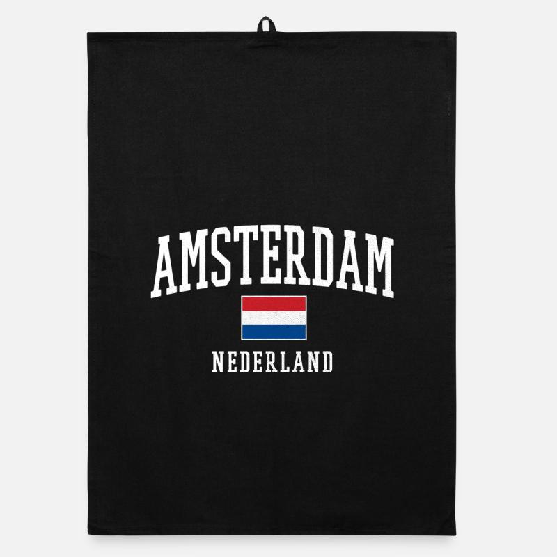 Amsterdam NL Flag Design Organic Geschirrtuch