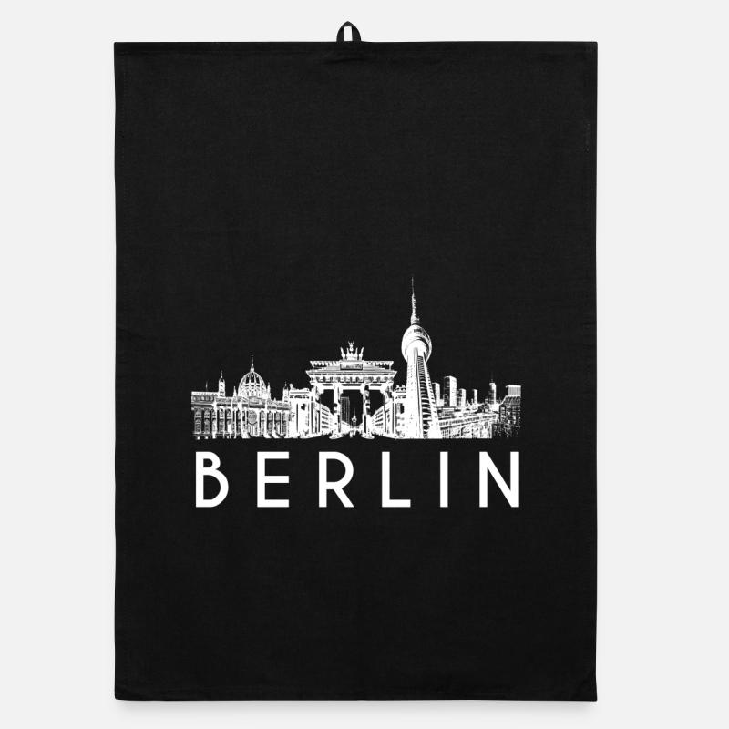 Berlin skyline in white Organic dish towel