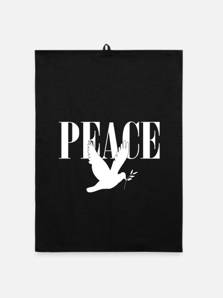 Peace Dove Design - Organic dish towel - black - Front
