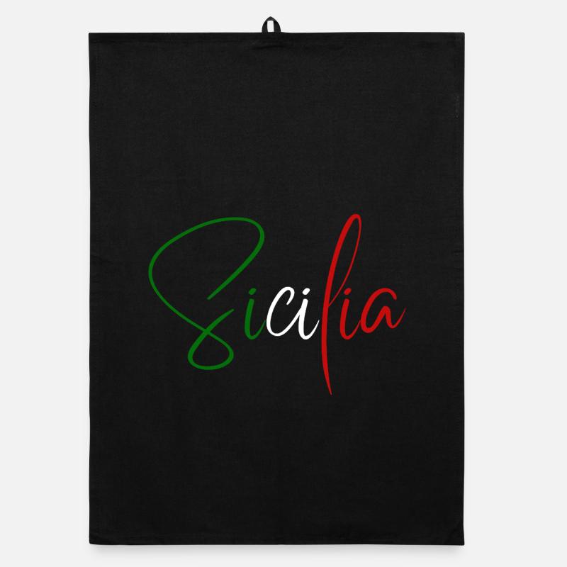 I love Sicily, elegant minimalist design Organic dish towel