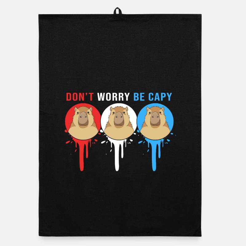Dont Worry Be Cappy Capybara Organic dish towel