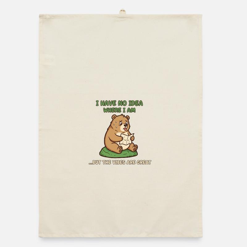 Lost Bear Vibes Reading Map Organic dish towel