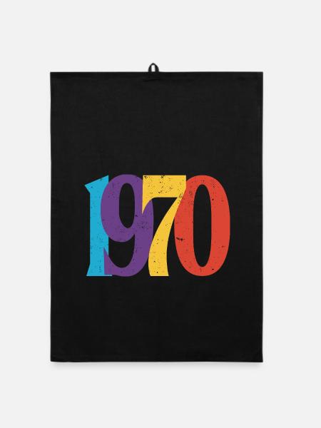 Geboren 1970 70 Geburtstagsgeschenk - Organic Geschirrtuch - Schwarz - Vorne