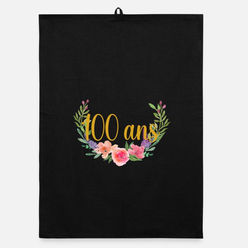 Anniversaire fleurs 100 ans Torchon bio