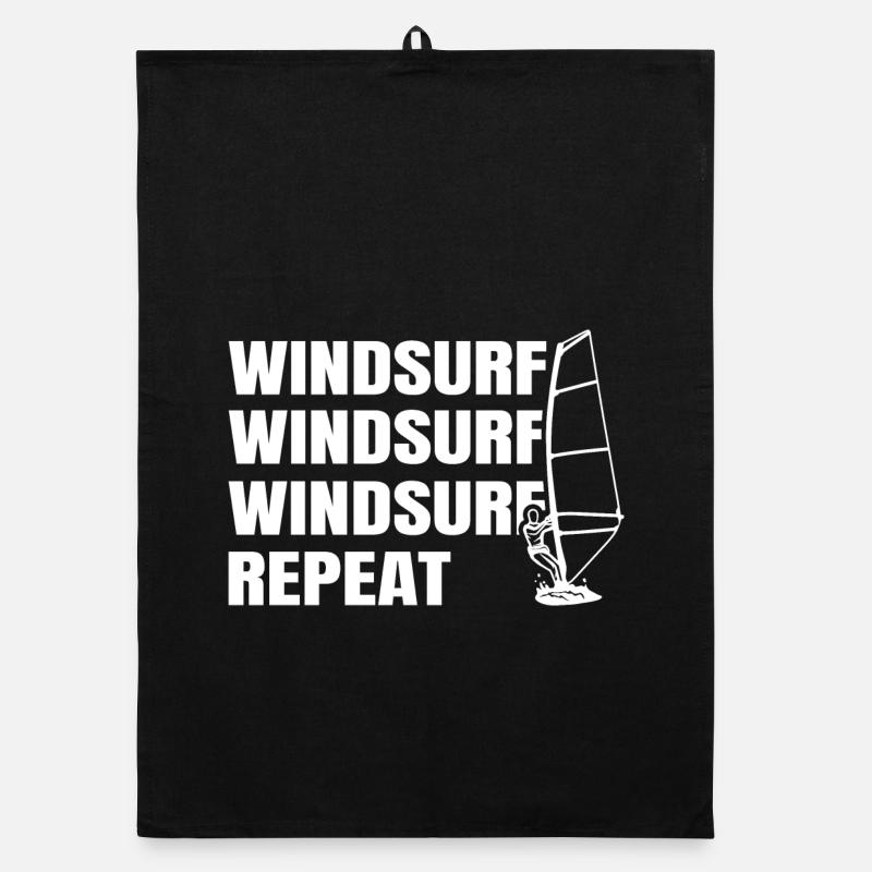 Windsurfen - Organic Geschirrtuch - Schwarz