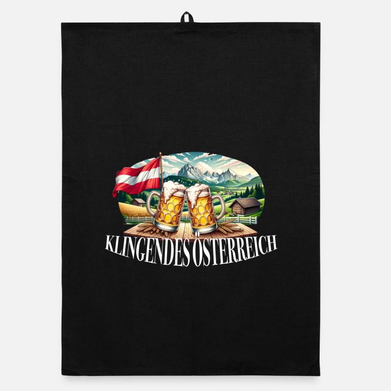Klingendes Österreich Bier Berge Statement Spruch Organic Geschirrtuch