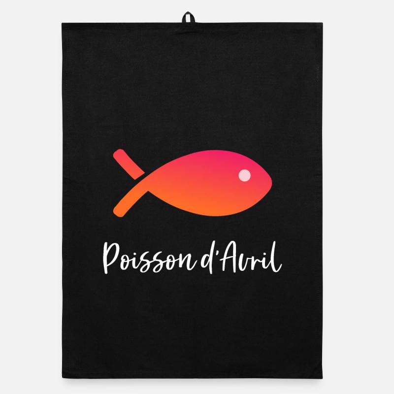 POISSON. POISSON D'AVRIL. VACANCES. ETE. HUMOUR - Torchon bio - noir