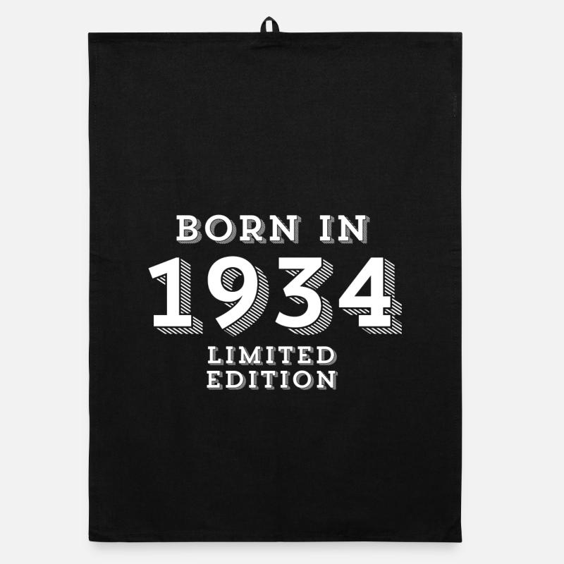 90 ans, année de naissance, date de naissance - Torchon bio - noir