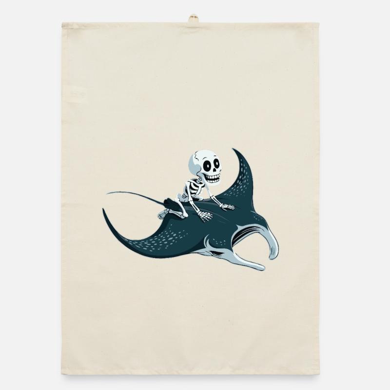 Skeleton on manta ray Organic dish towel