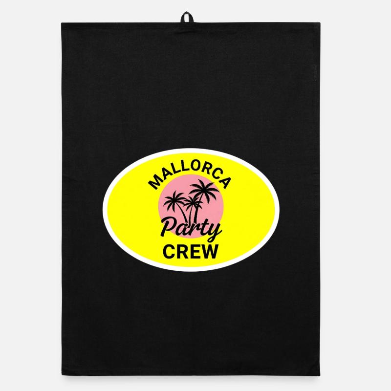 Mallorca Party Crew Palm Trees Neon Organic dish towel