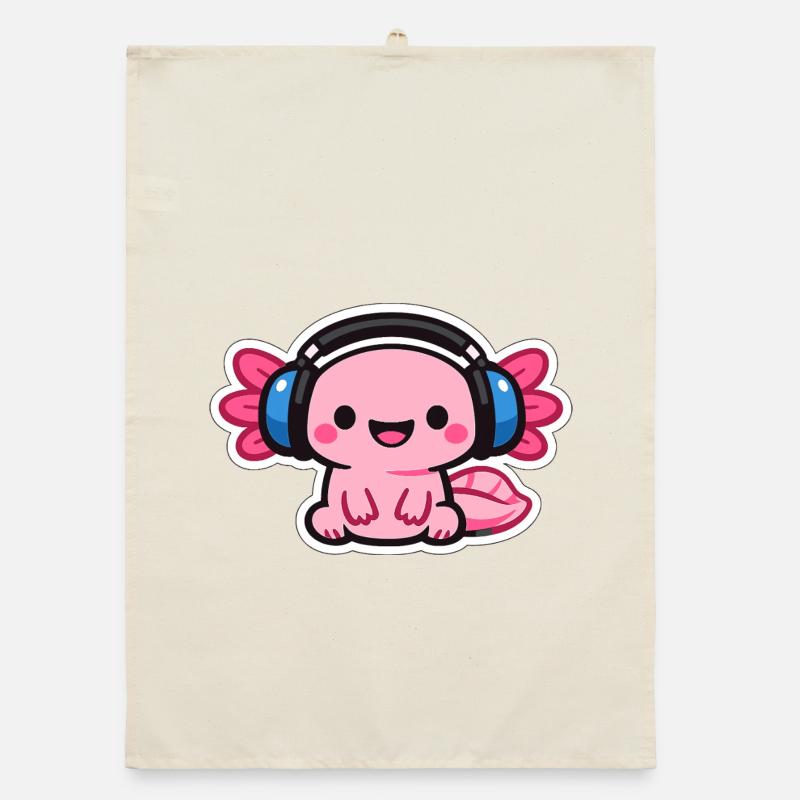 Cuddly Headphone Dragon axolotl Organic dish towel