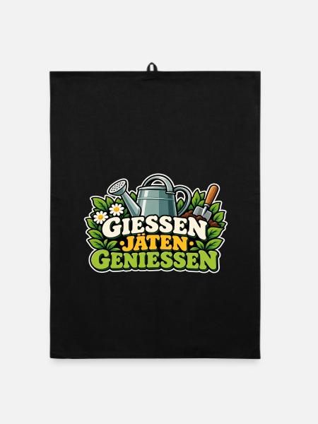 Gießen Jäten Genießen Gartenfreude - Organic Geschirrtuch - Schwarz