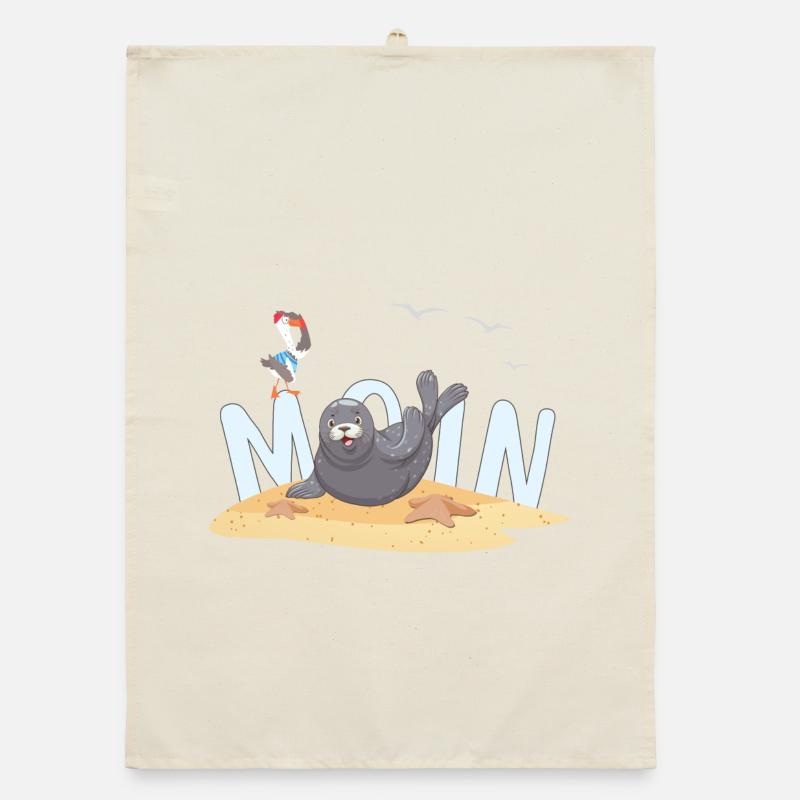 Moin Seal Seagull Beach Organic dish towel