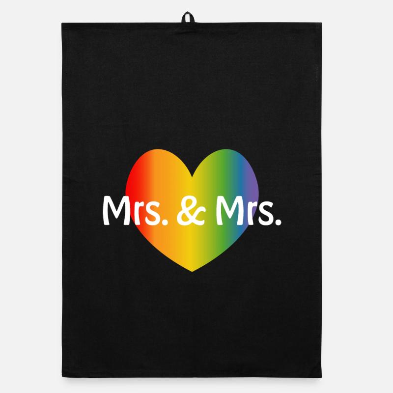 Regenbogen Mrs and Mrs rainbow Herz lesbisch LGBT Organic Geschirrtuch