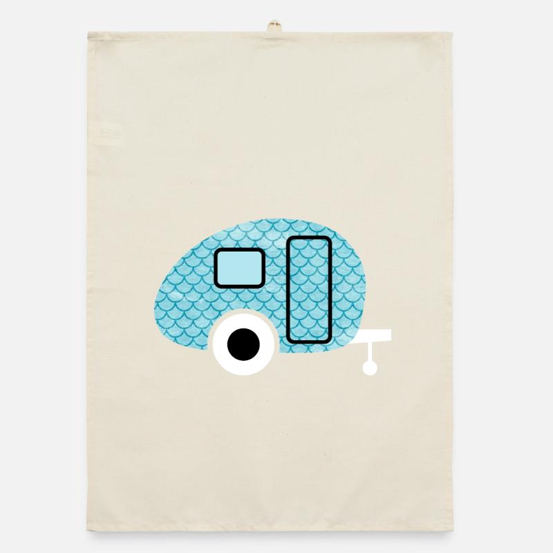 Caravan Fish Camping Caravan Shed Pattern Organic dish towel