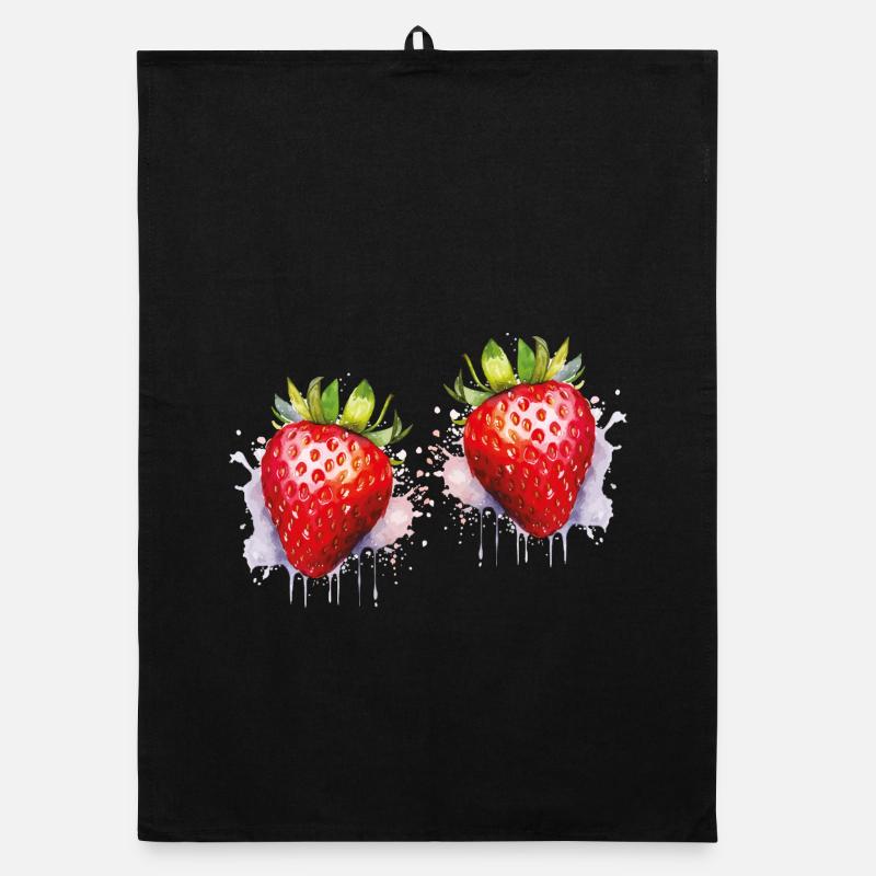 Wasserfarbene Erdbeeren  Organic Geschirrtuch