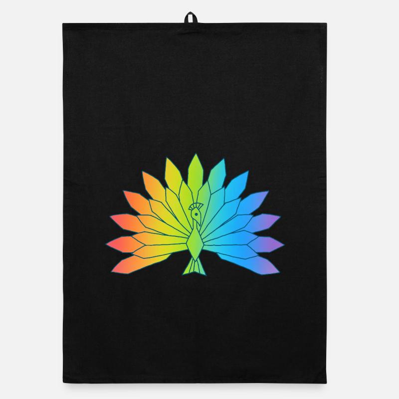 Multicolored Peacock Organic dish towel