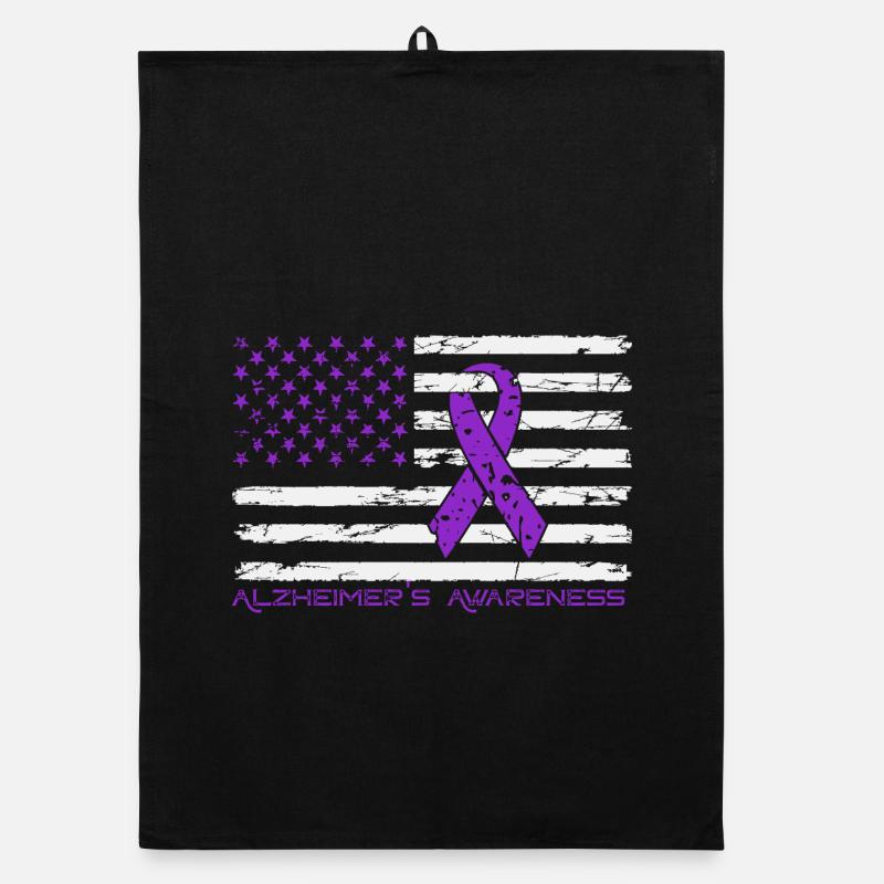 Ruban Violet Alzheimer Drapeau US Torchon bio