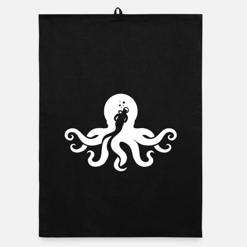 Squid Octopus Diving Trip Organic dish towel