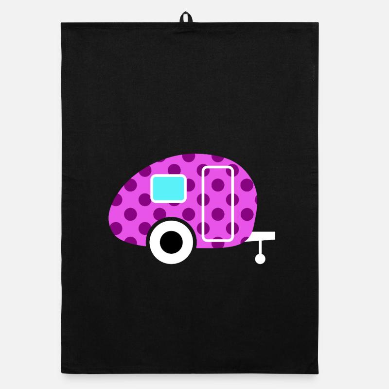 Caravan Wohnwagen pink Dots Punkte Camper Retro Organic dish towel