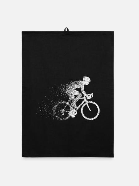 Fahrrad Radfahrer Radsport Bike Dynamik Motiv - Organic Geschirrtuch - Schwarz - Vorne