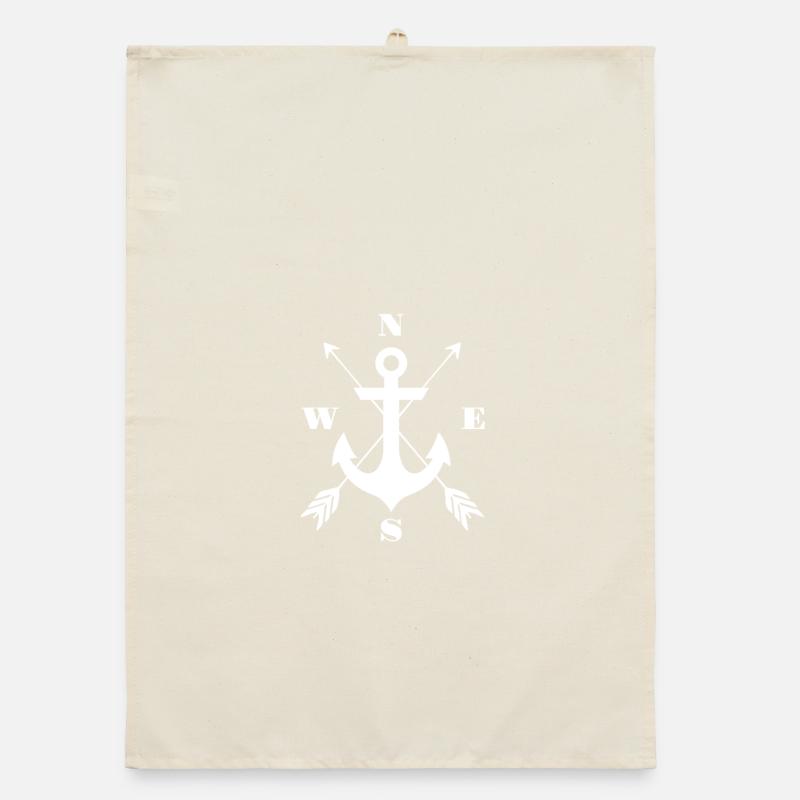 Anchor Compass Emblem Nautical Design Organic dish towel