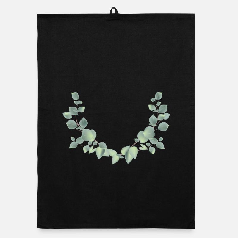 branches d'eucalyptus délicates comme une demi-couronne Torchon bio