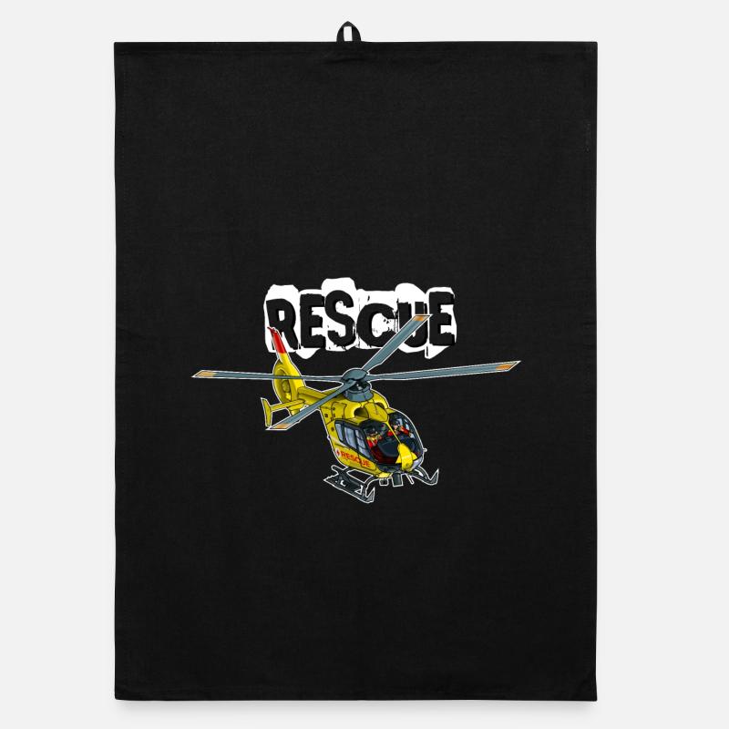 Helicopter rescue - Organic dish towel - black