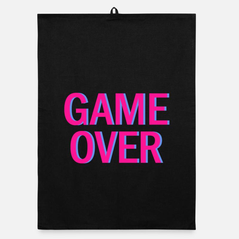 Game Over Neon Arcade Vibe - Organic dish towel - black