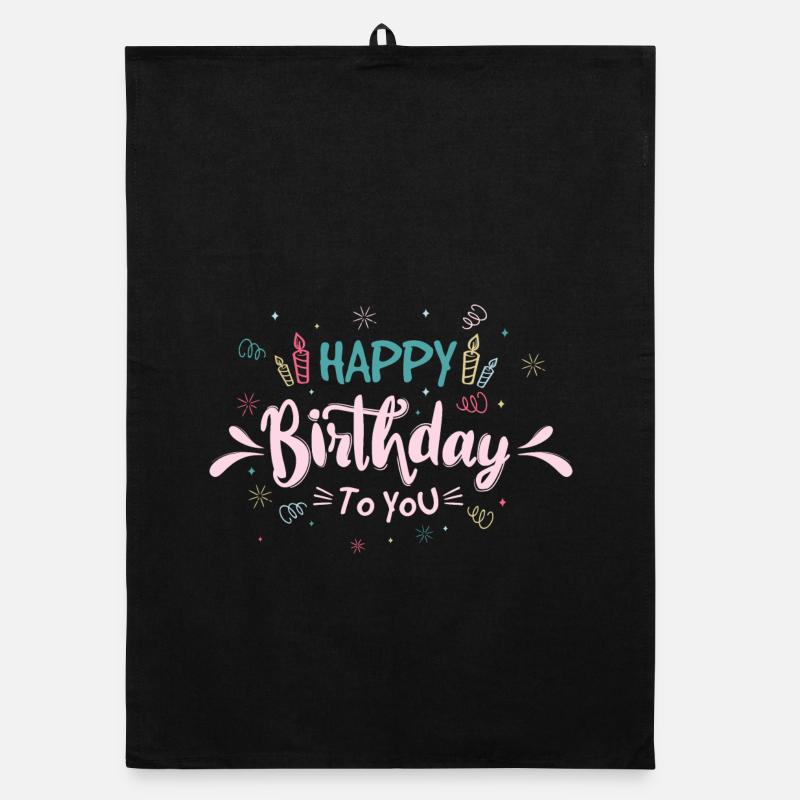 Célébration ludique de la typographie d’anniversaire Torchon bio