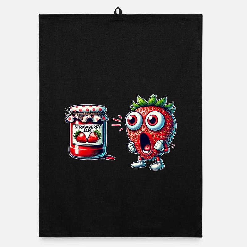 Funny strawberry jam design Organic dish towel