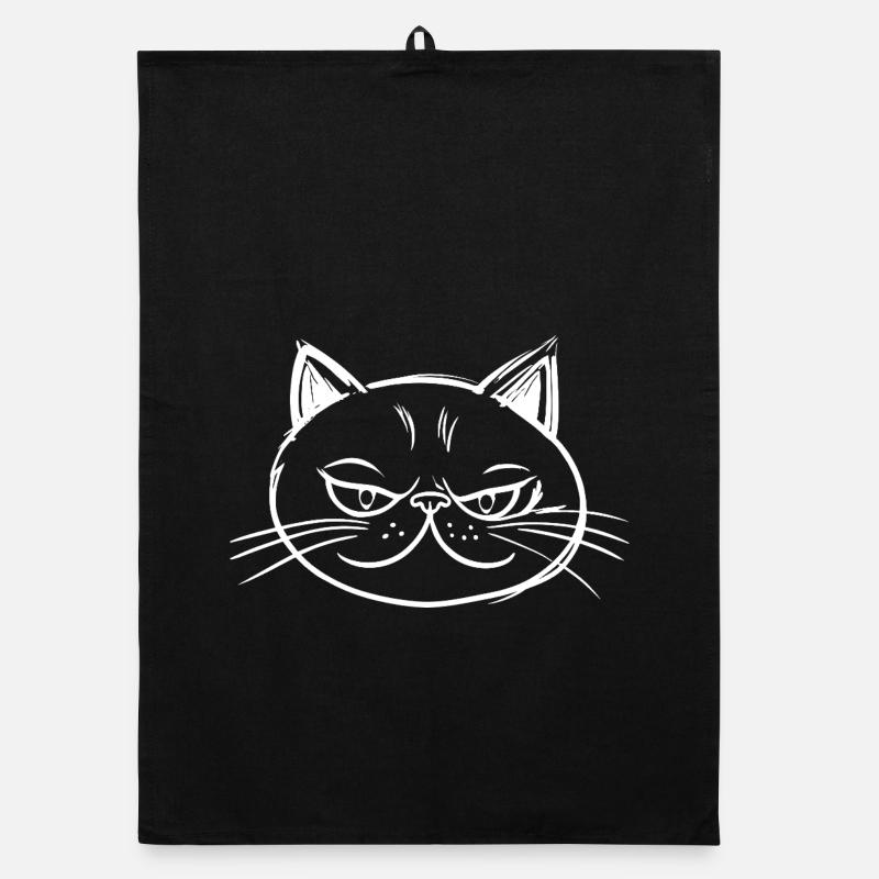 Chat à l’expression espiègle Dessin Torchon bio