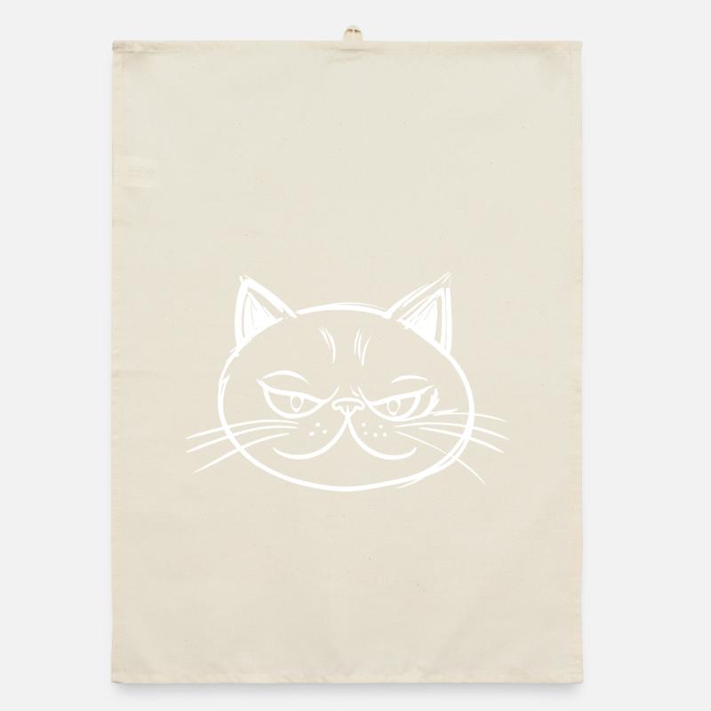 Chat à l’expression espiègle Dessin Torchon bio