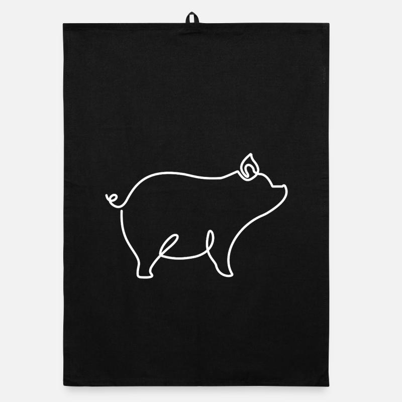 Dessin de cochon – symbole de bonheur et de nature Torchon bio