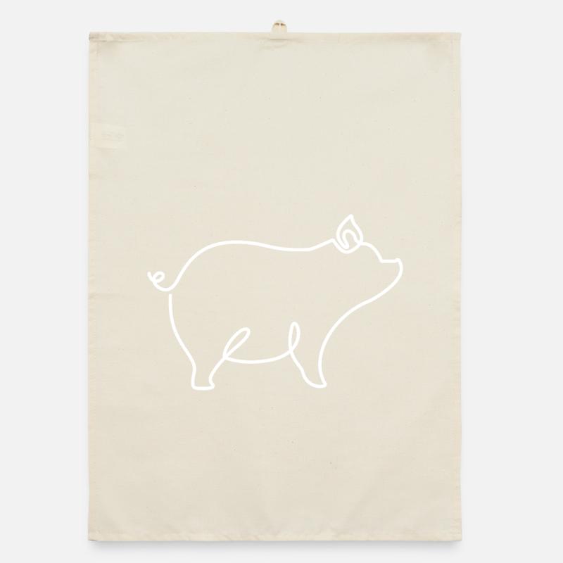 Dessin de cochon – symbole de bonheur et de nature Torchon bio