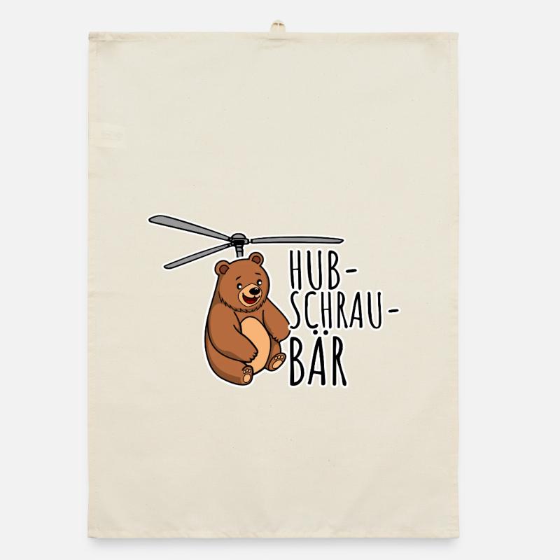 A Hubschrau bear! A funny flying bear Organic dish towel