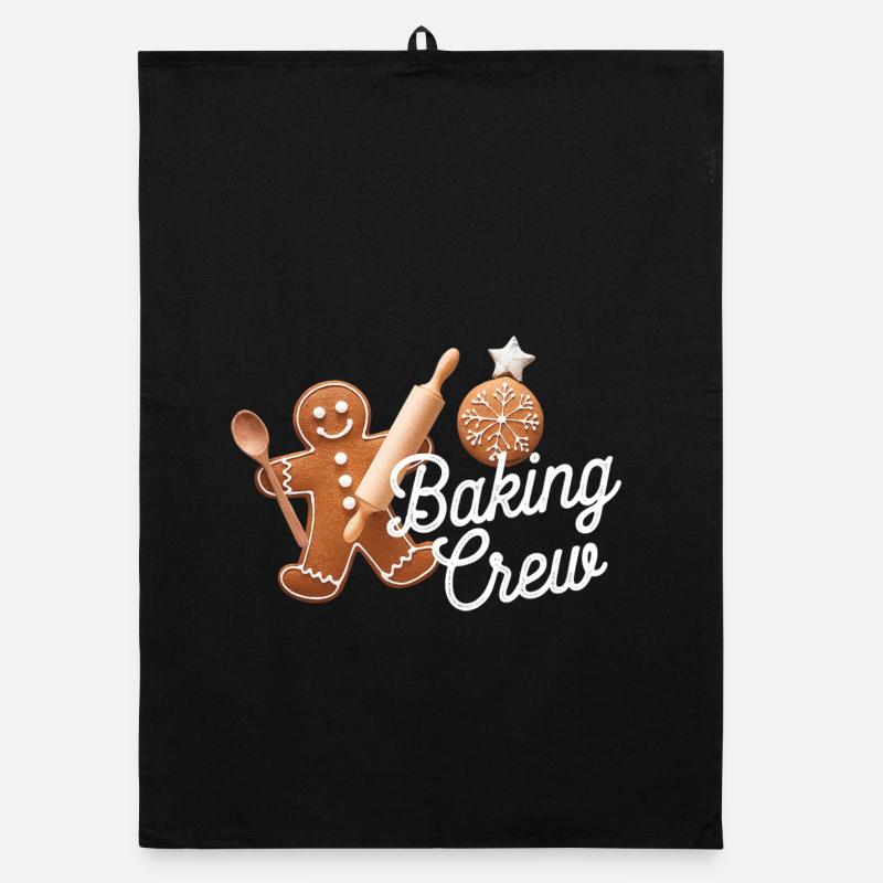 Baking Crew Lebkuchenmann Weihnachten backen - Organic Geschirrtuch - Schwarz