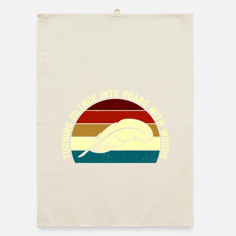 Roaring Words Feather Sunset Organic dish towel