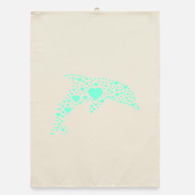 Delfin Herzmuster Organic Geschirrtuch