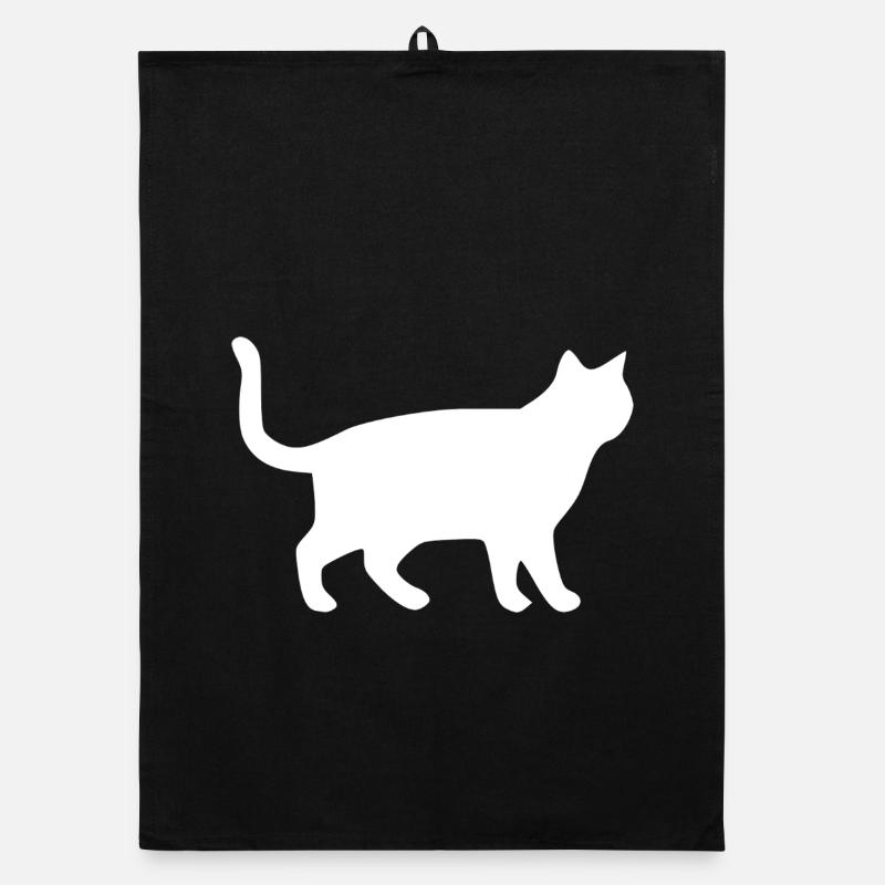 White Cat Cats Silhouettes Gift Organic dish towel