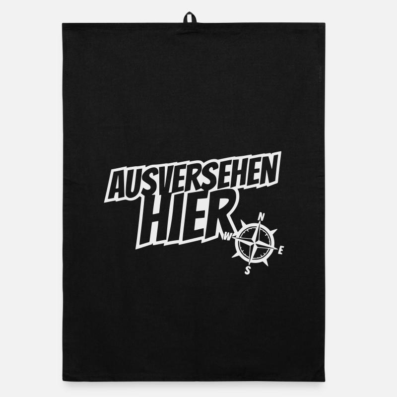 Ausvsersehen hier mit Kompass, Ironie Organic Geschirrtuch
