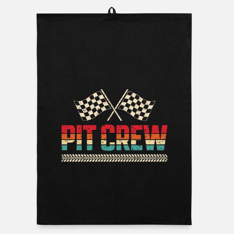 Vintage Pit Crew Car Racing Team Organic dish towel