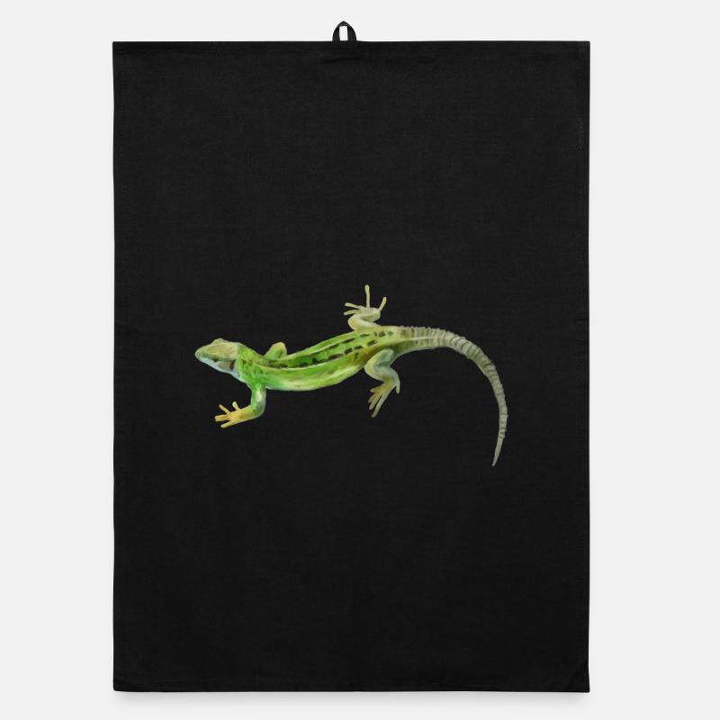 Gecko Grün Muster - Organic Geschirrtuch - Schwarz