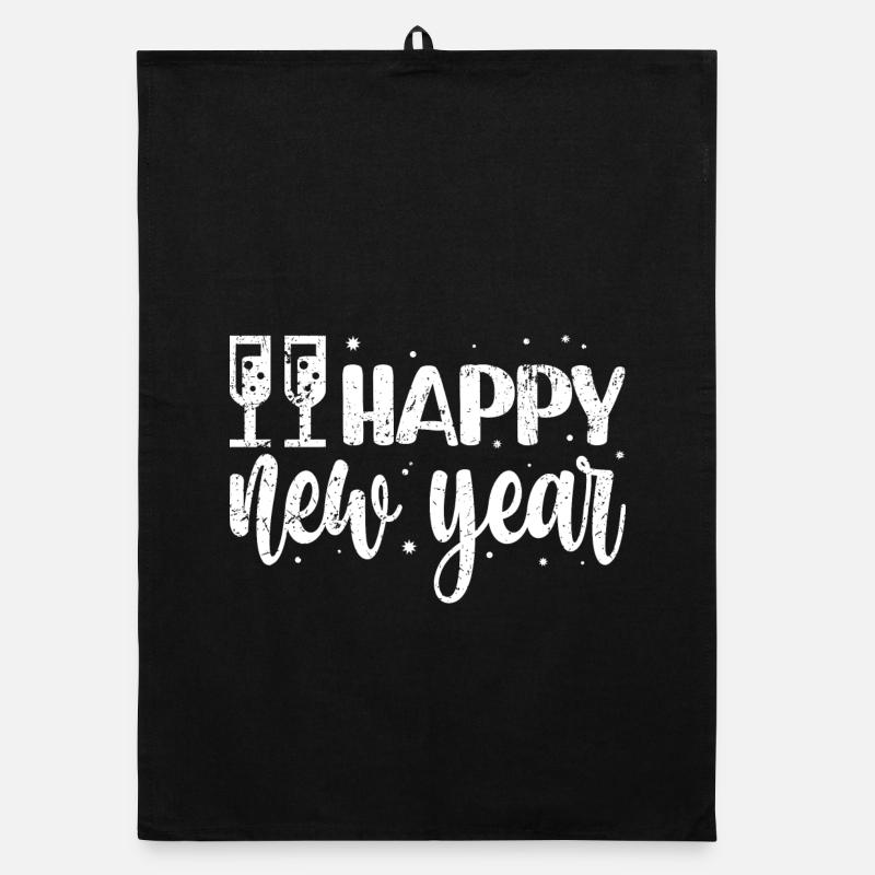 New Year Festive Script & Snowflakes Organic dish towel