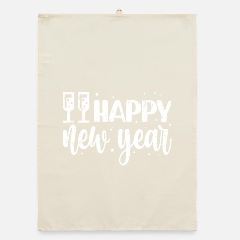 New Year Festive Script & Snowflakes Organic dish towel