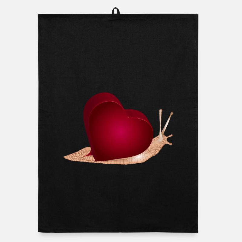 Snail with red heart as a snail shell Organic dish towel