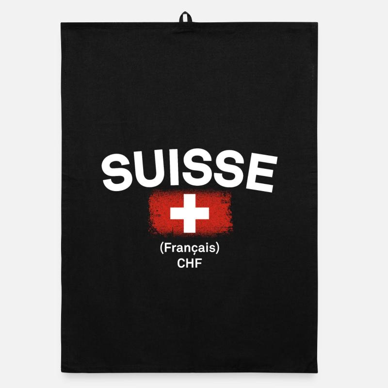 Drapeau suisse CHF Français Torchon bio